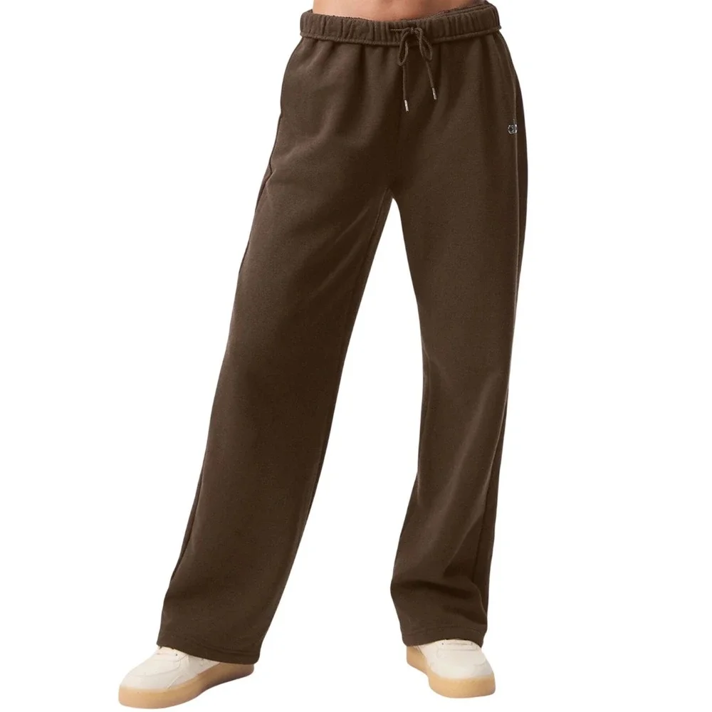 Alo Yoga‎ Accolade Sweatpants Espresso Brown Straight Leg Womens Large NWT